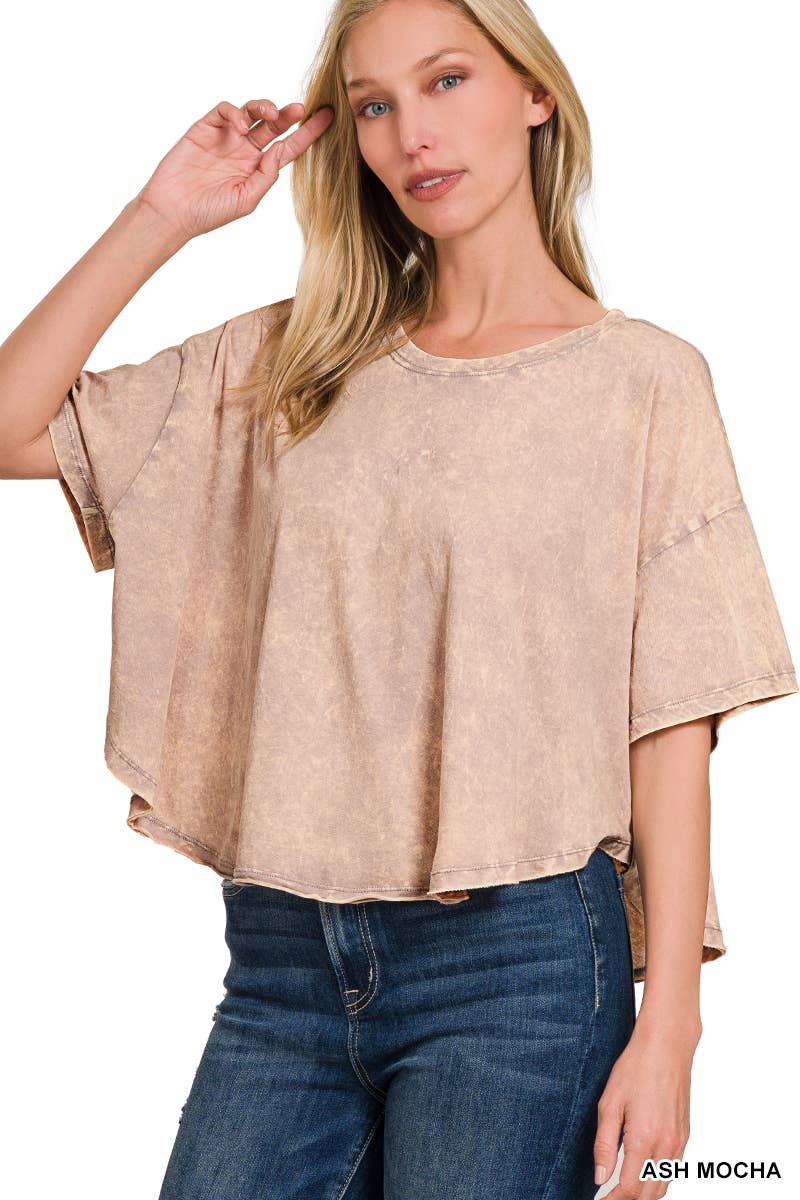 42POPS – wholesale T-shirt – women's – "._ SI-25351 Vintage Washed Short Sleeve Top As shown13