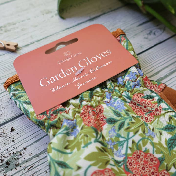 Robert Frederick Ltd - Wholesale Garden Gloves - Orange Grove Outdoor Gardening Gloves - Women's One Size - William Morris Design - Padded With Elastic Cuffs