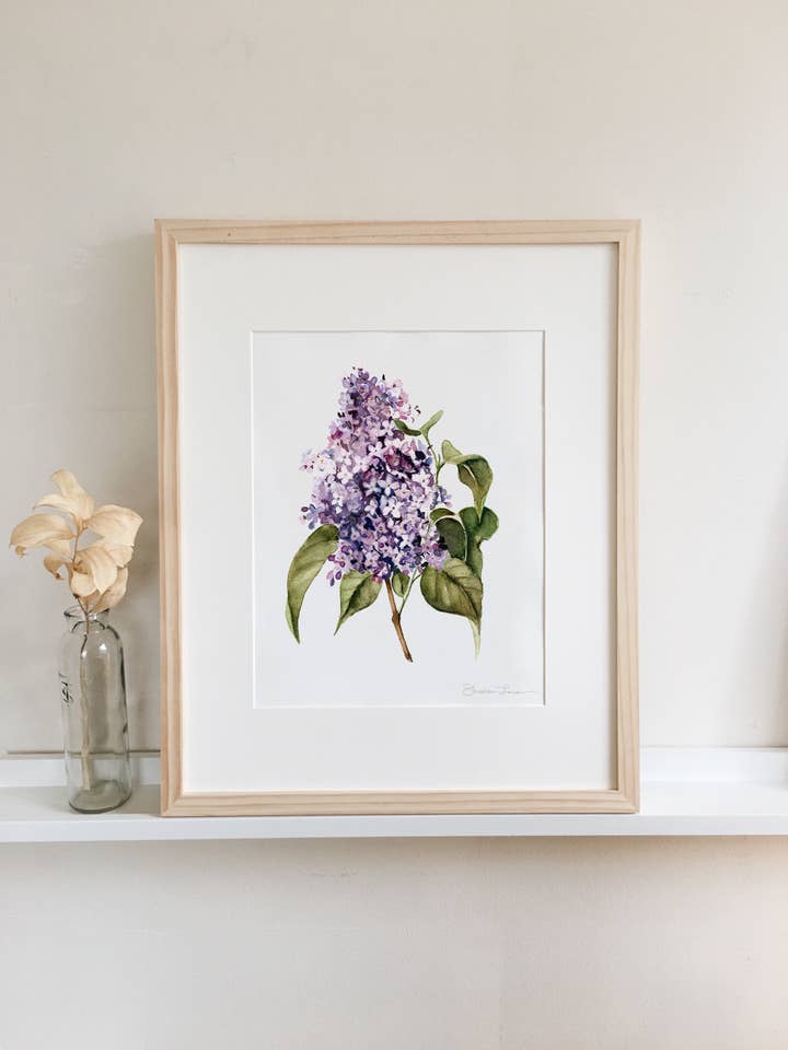 Lilac Branch Akvarel Maleri — Print for engroshandel hos Shealeen Louise