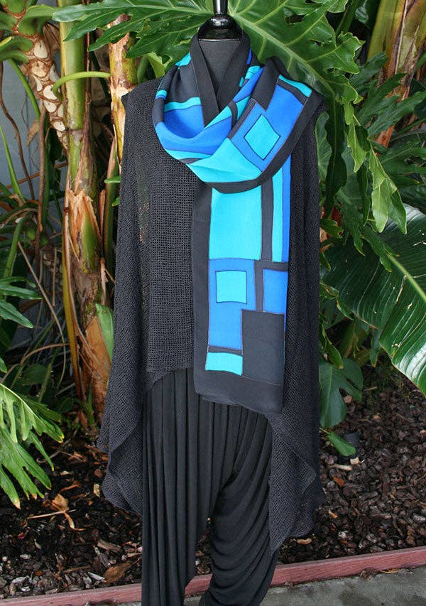 Kavita - Wholesale Scarf - Women's - HANDPAINTED SILK GEOMETRIC SCARVES8