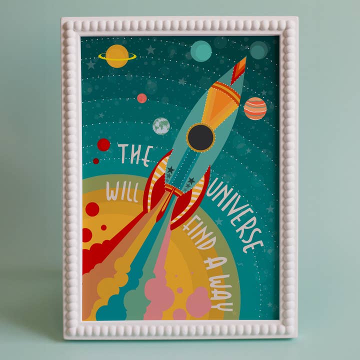 Enfants, Art coloré, Espace, Dessiné à la main, Impression d'art pour la vente par Abel and the Label