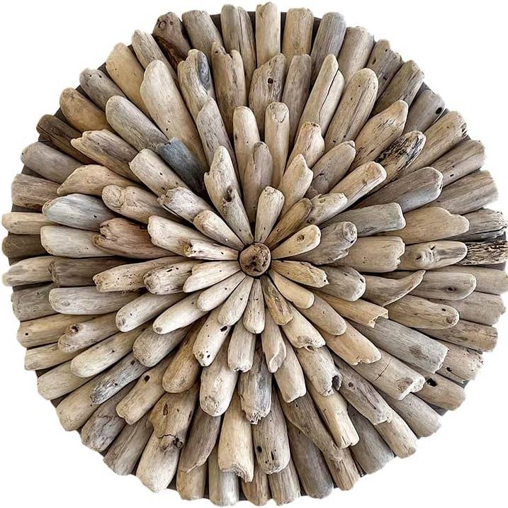 OMA - Eclectic Home - Wholesale Wall Accent - Driftwood Round Medallion Wall Decor Beach Coastal Decor 0