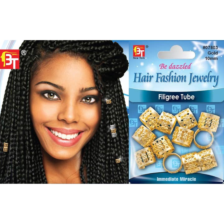 MI Hair Distribution - Wholesale Hair Clip - Women's - BRAID JEWELRY FLIGIREE TUBE-10 MM GOLD