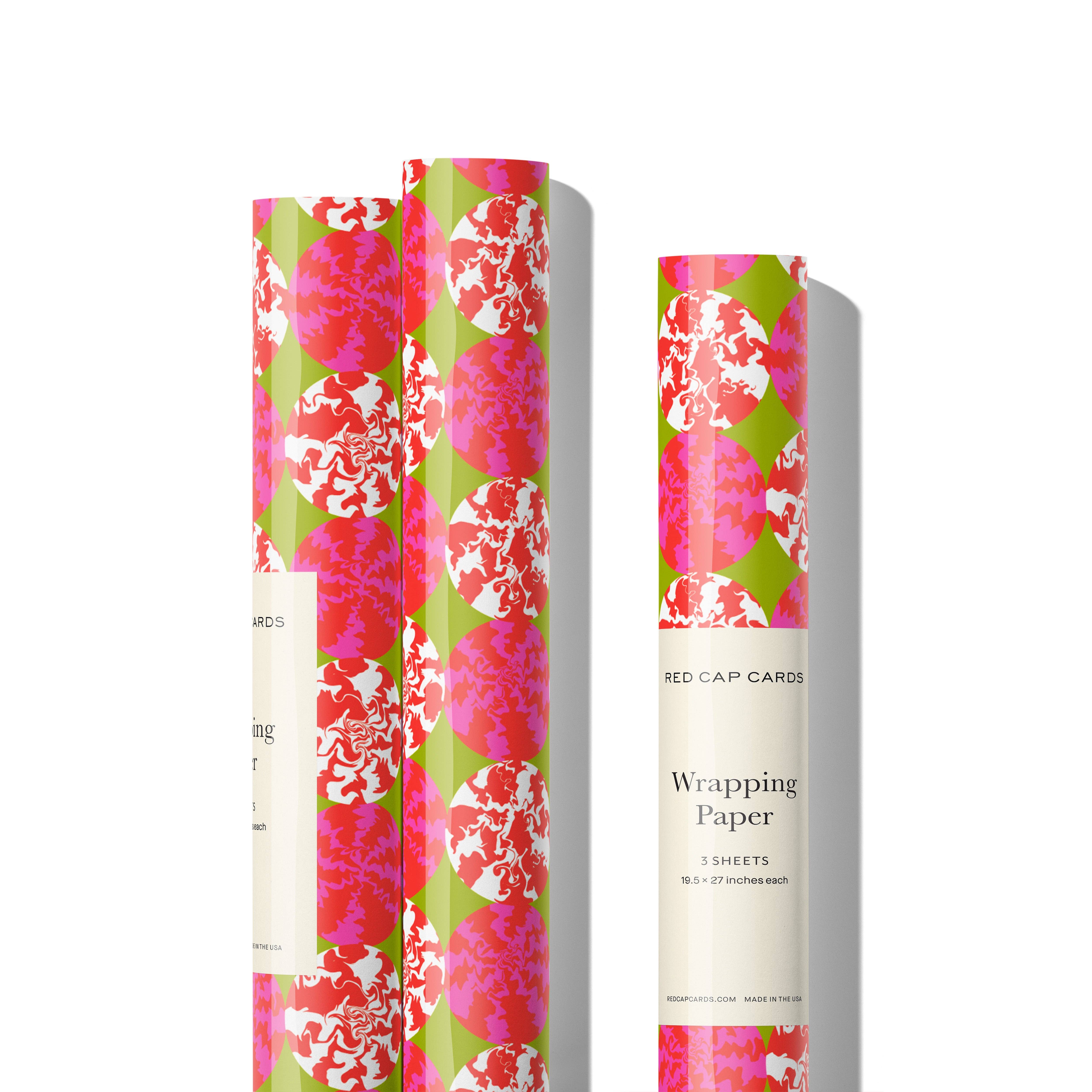 Red Cap Cards - Wholesale Flat Wrap - Peppermint Candy wrapping paper1