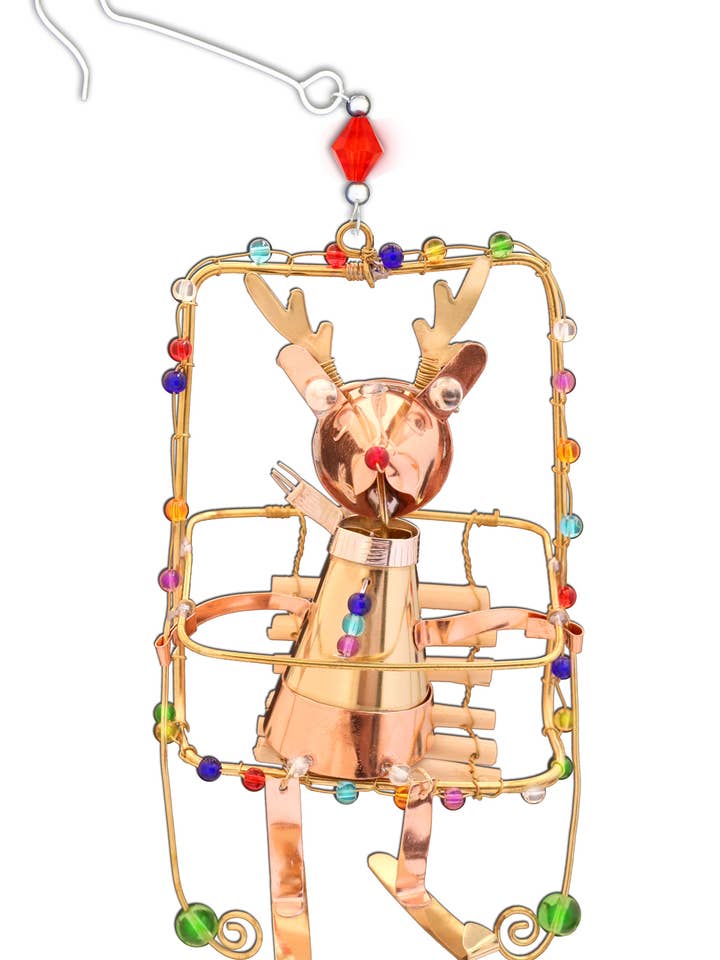 Ornement renne remonte-ski pour la vente par Pilgrim Imports