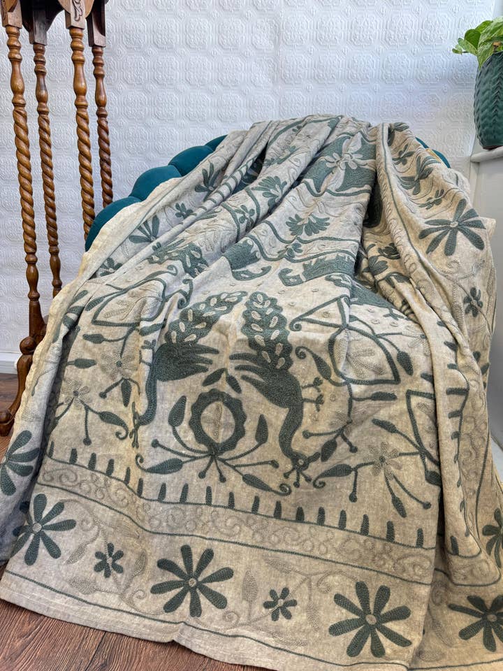 Vintage Embroidery Suzani Handmade Elegant Sofa Bed Throw for wholesale by Essential Designs London