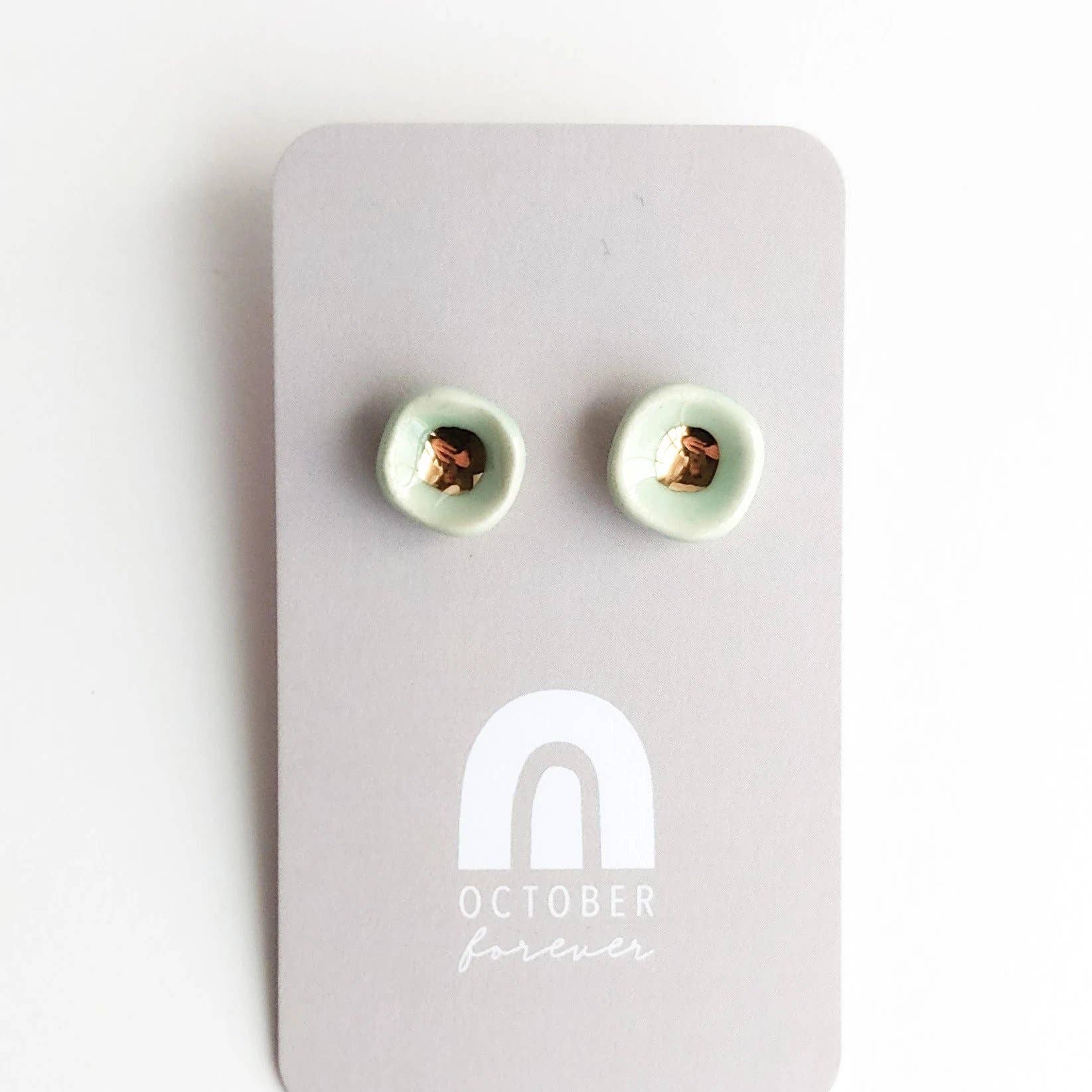 October Forever - Wholesale Stud/Post Earrings - Tiny Bowls of Gold Studs2