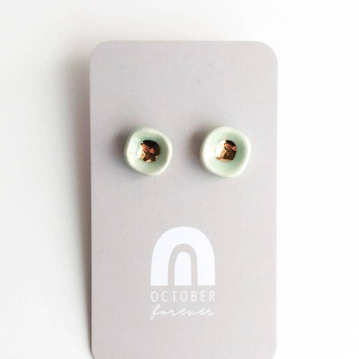 October Forever - Wholesale Stud/post earrings - Tiny Bowls of Gold Studs2