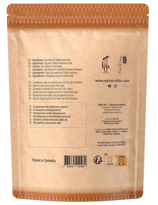 Khla - L'épicerie du Mékong - Wholesale Dried Spice - Ceylon Cinnamon - Organic - in stick - 100g1