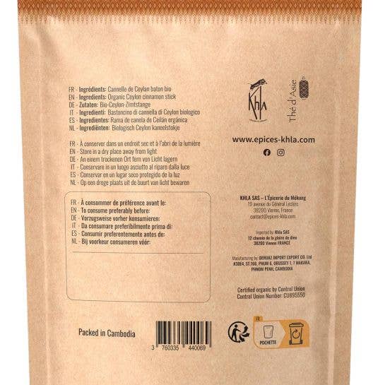 Khla - L'épicerie du Mékong - Wholesale Dried Spice - Ceylon Cinnamon - Organic - in stick - 100g1
