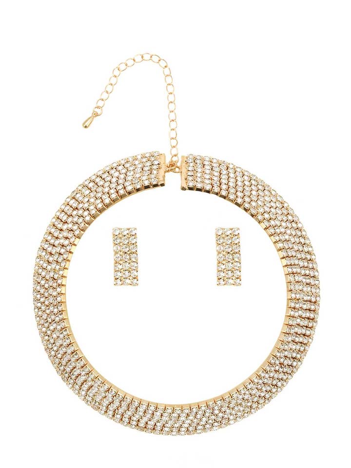 Collar de diamantes de imitación de 5 líneas para venta al por mayor de Shop Neighbors