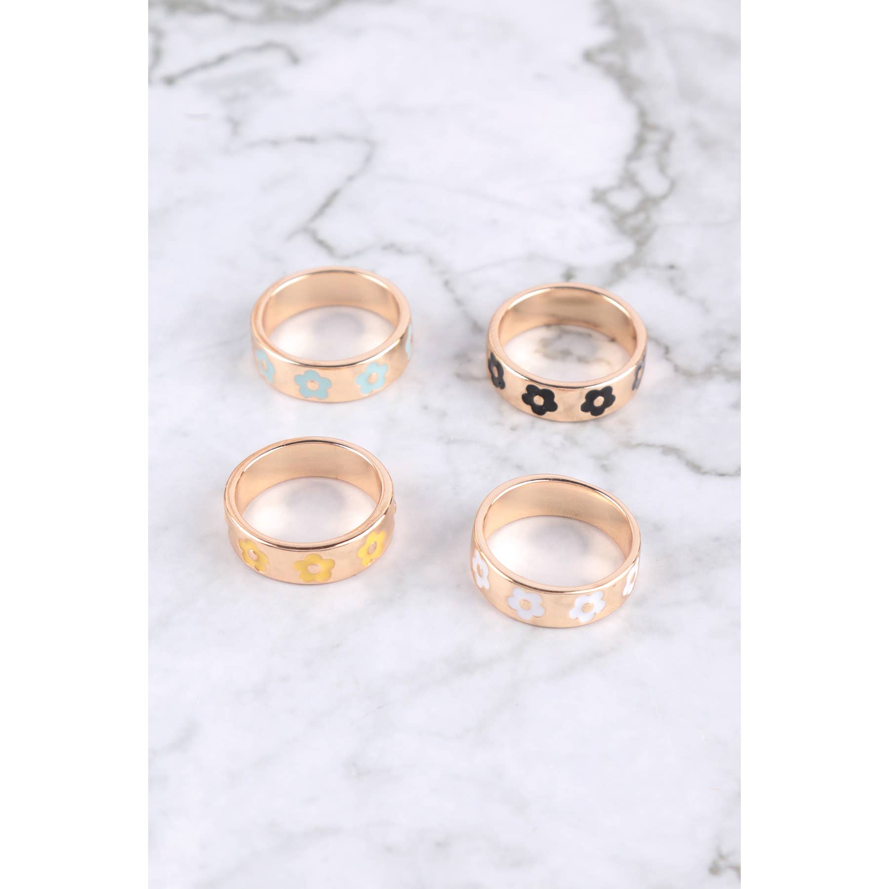 MYS Wholesale Inc - Wholesale Band/Stacked Ring - Epoxy Color Daisy Metal Ring