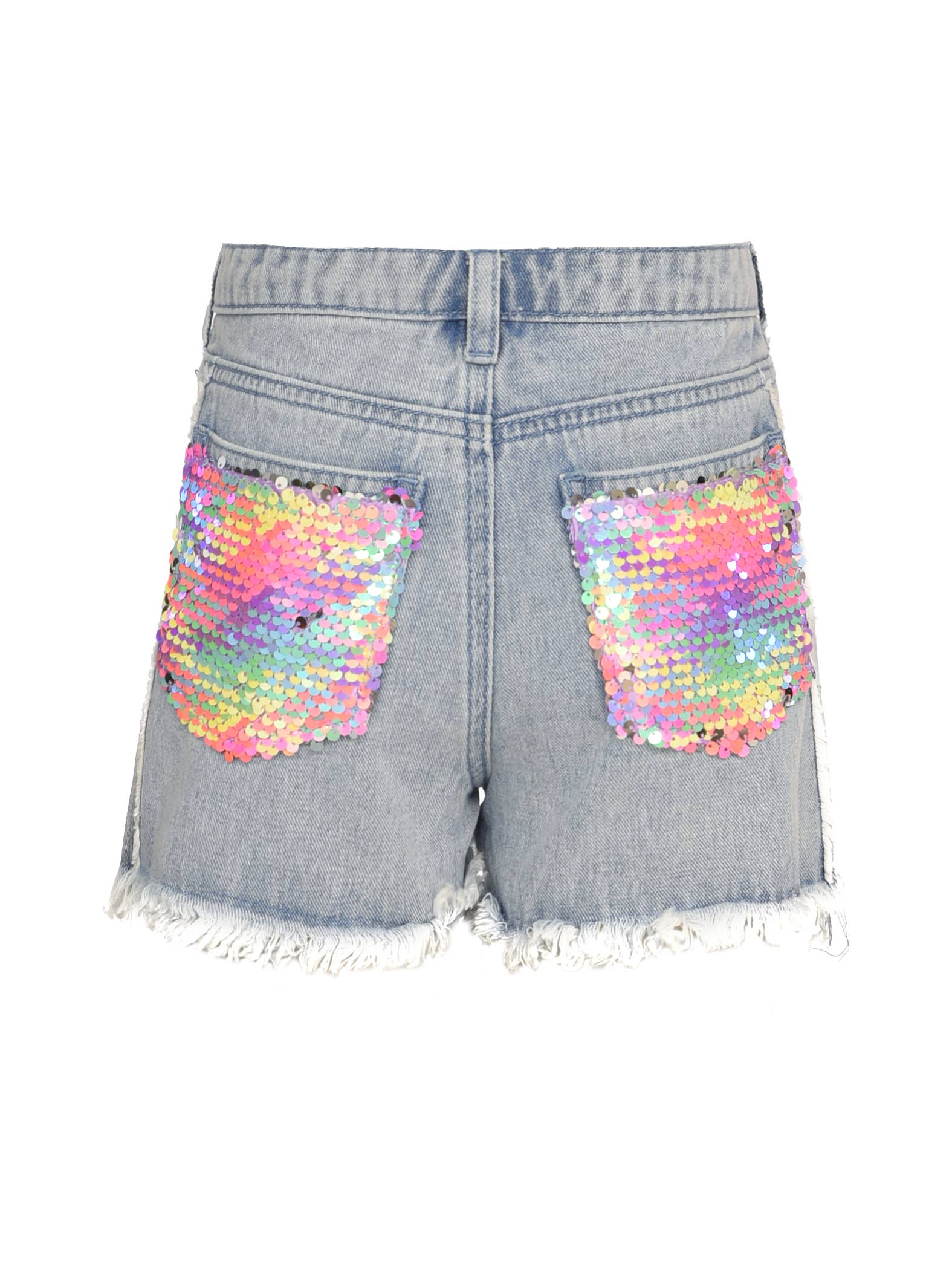 STONEWASH DENIM SHORTS W/ SEQUIN DISTRESS for wholesale on Faire2