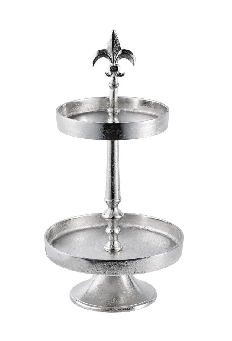 Michael & Philipp Noll e. K. – Großhandel Beistelltisch – Etagere Lilie Silber Zweistöckig1