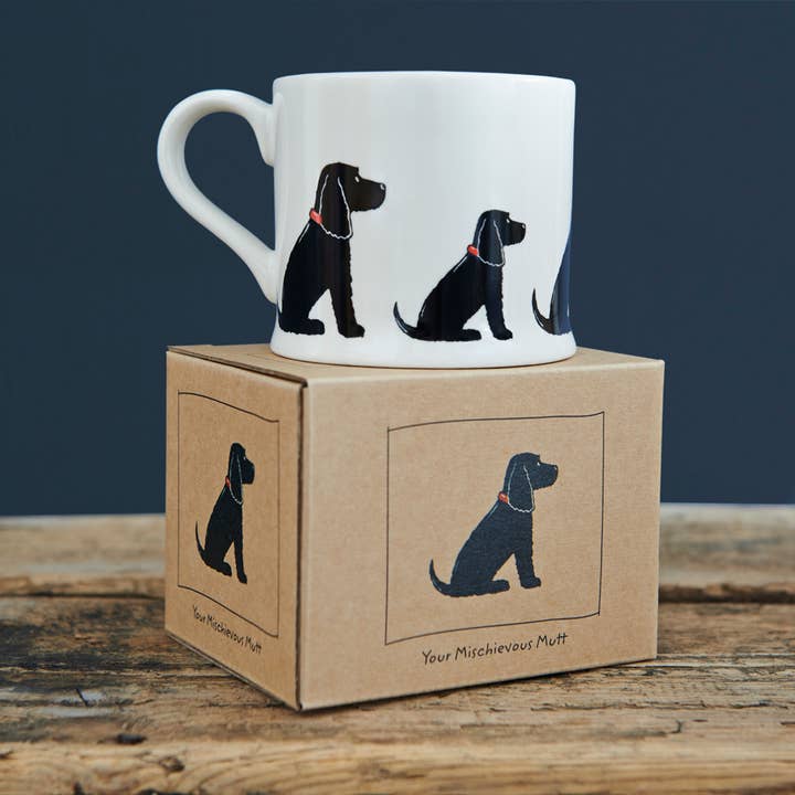 Mischievous Mutts Dog Mug - Cocker Spaniel (Black) for wholesale by Sweet William Designs