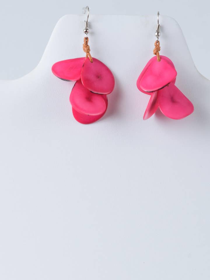Holly Curved Layered Tagua Petal Earrings for wholesale by TaguArtsy