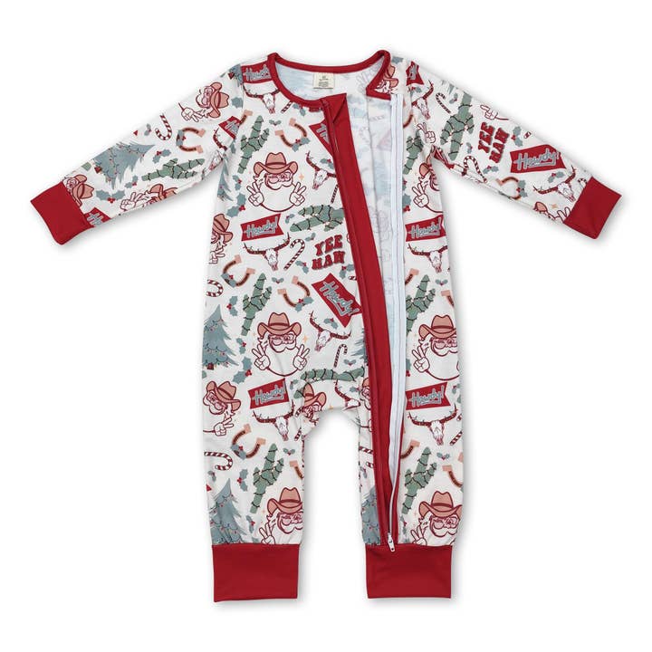 Yawoo Garments - Vente Haut et bas de pyjama – enfant - Pyjama en bambou pour enfants avec arbre de Noël, cactus et père Noël3