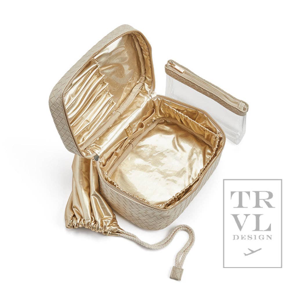 TRVL Design - Wholesale Makeup/Cosmetic Bag - Luxe Train2 - Woven Bisque2