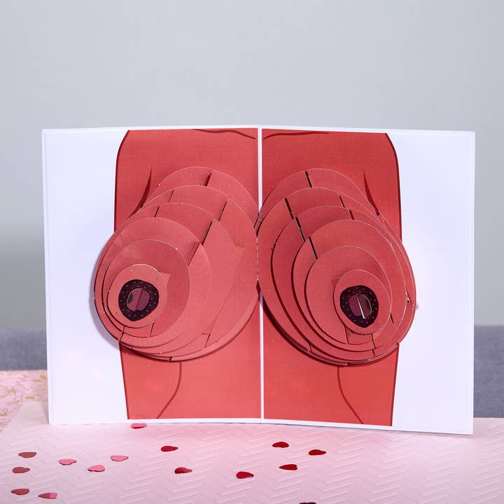 Dirty Pop Cards - Wholesale Everyday Greeting Card - Naughty Knockers Funny 3D Pop-Up Brown Boobs Card