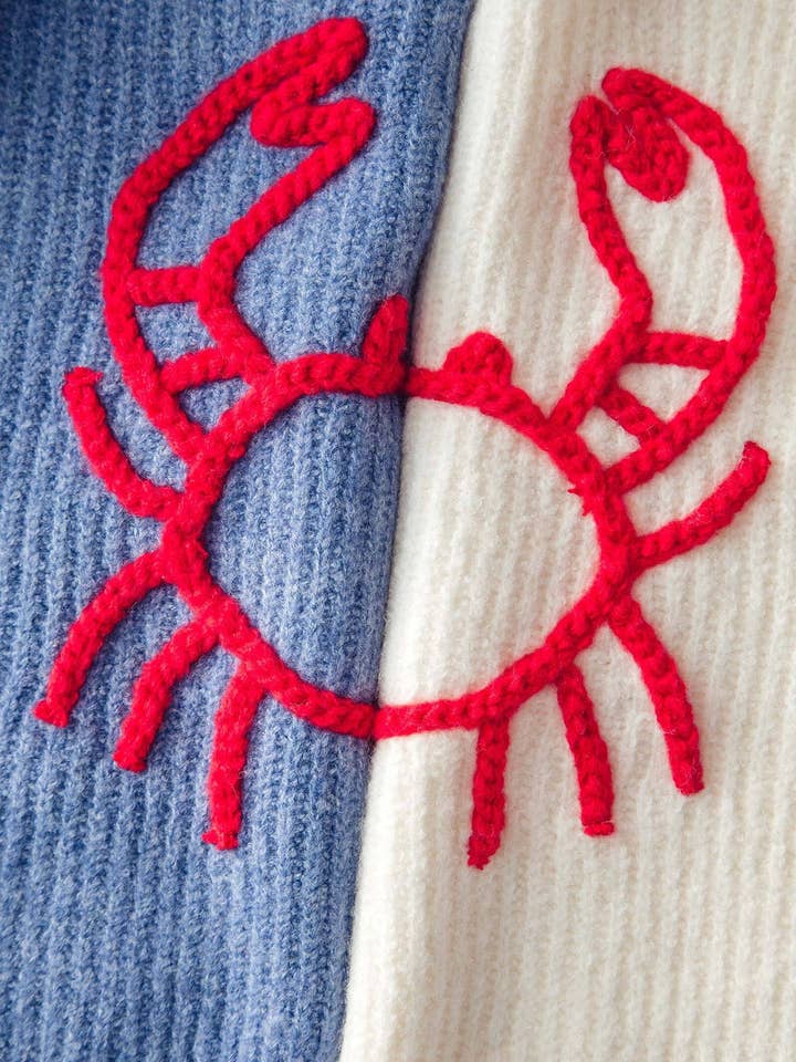 Urban Daizy - Wholesale Knit Sweater - Women's - Chunky Crab Embroidered Knit Sweater2