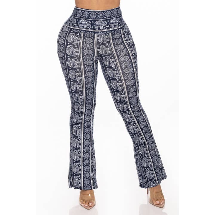 To Star - Vente Pantalon – femme - Pantalon évasé à pattes d'éléphant imprimé cachemire - Silhouette unique