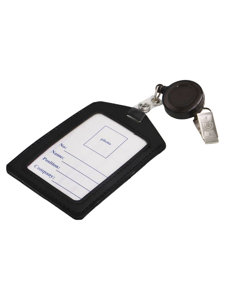 Black Id Card Holder Lanyard - Vertical for wholesale by Cap Zone