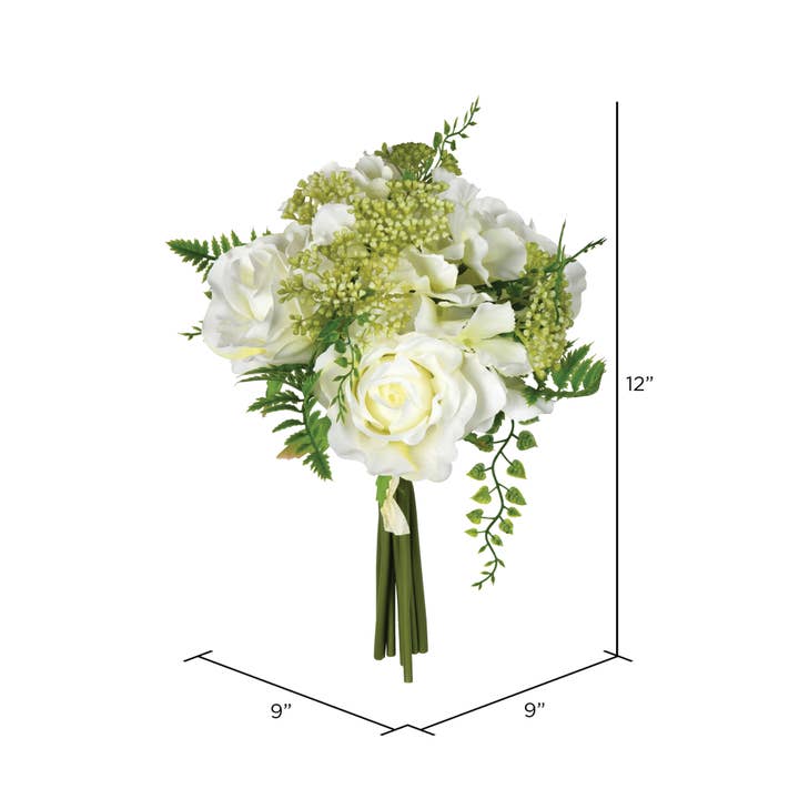 Vickerman 12'' Artificial White Rose Bouquet, Pack of 2 for wholesale on Faire1