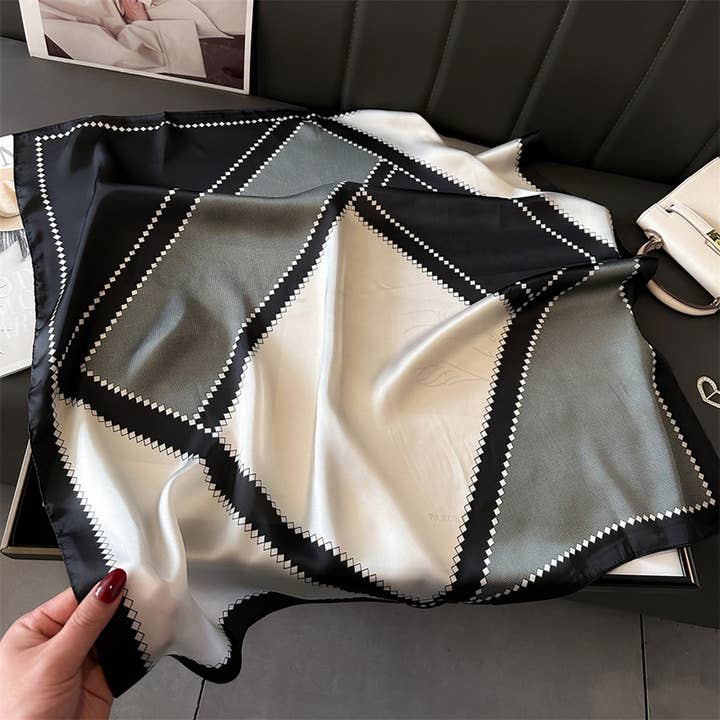 ACCITY - Wholesale Scarf - Women's - 70cm Geometric Print Scarf – Chic Neck & Head Wrap_CWASC14272