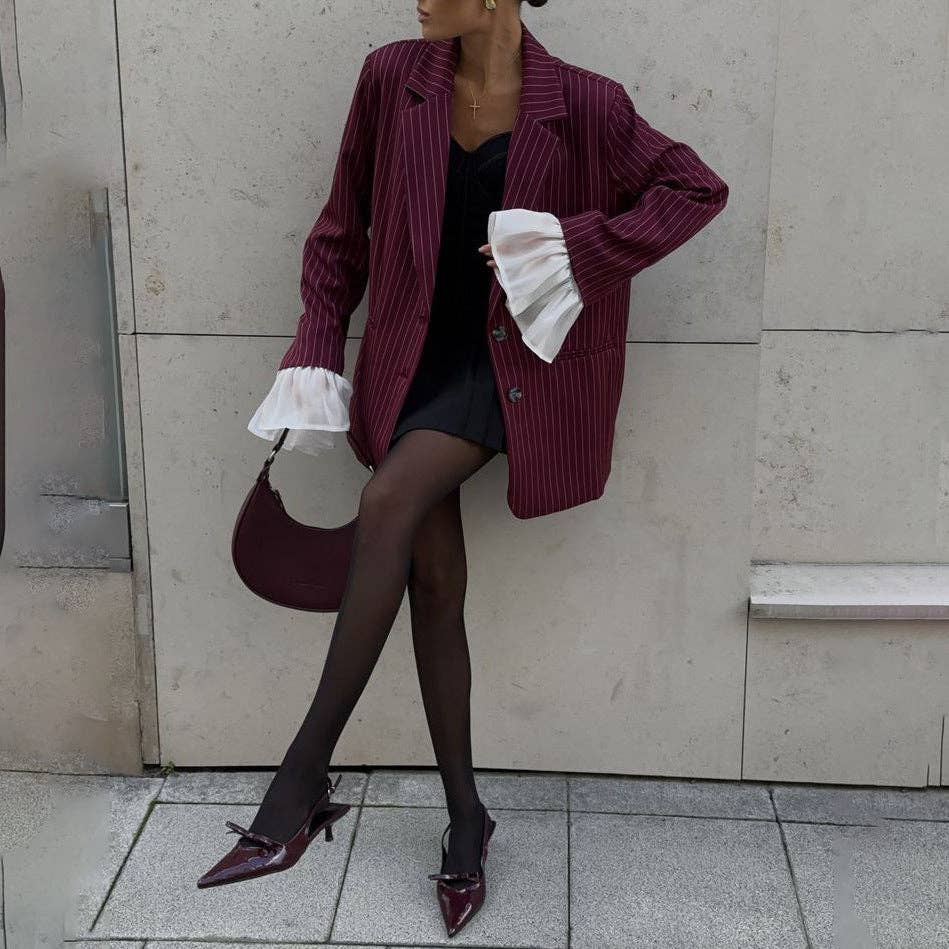 Marayn - Wholesale Blazer - Women's - 2025 NEW Oversized Blazer Chic Stripes Lace and Unique Flair5