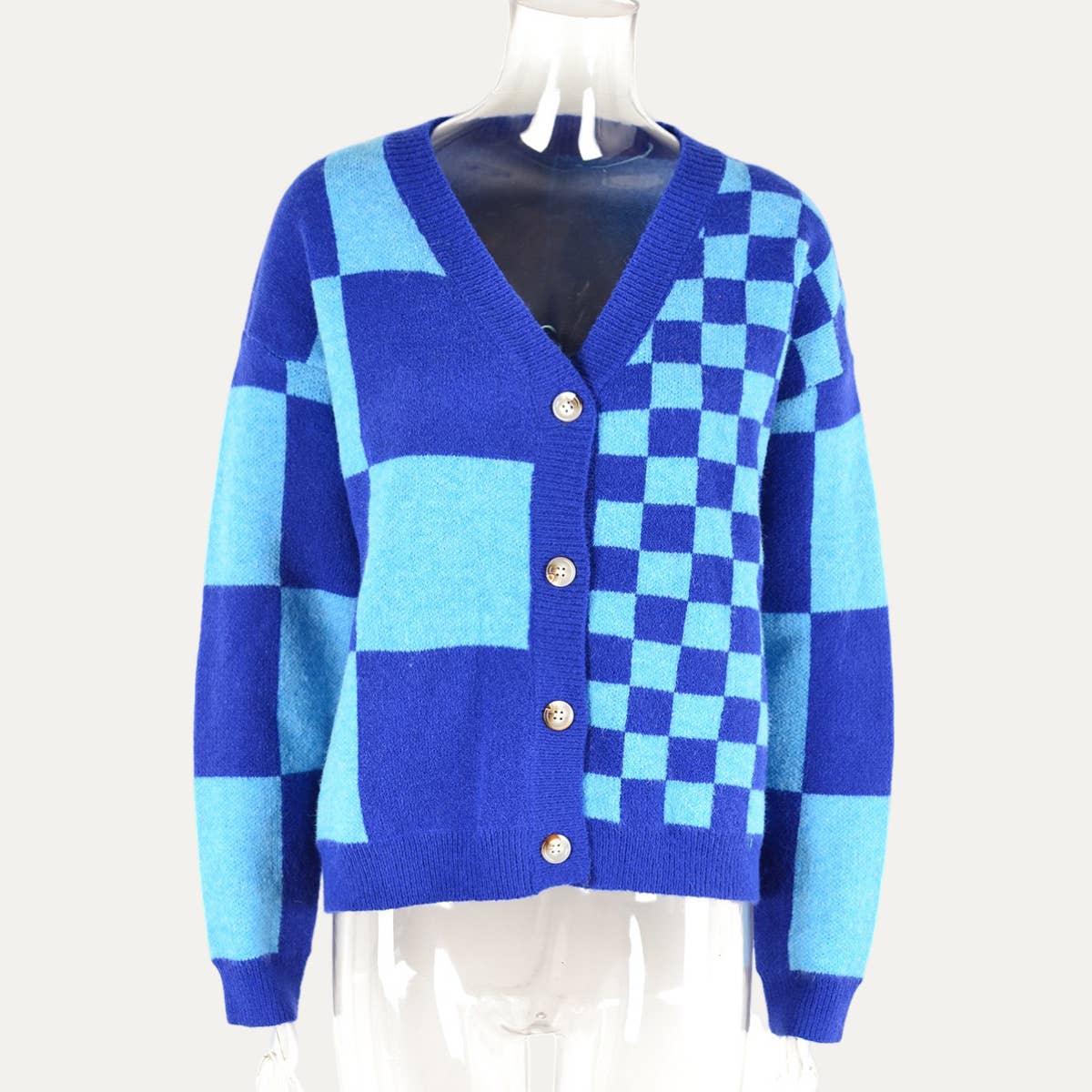 The Moment Collection – Engroshandel Cardigan - Dame – Trendy Geometrisk Mønster Button-Up Cardigan Sweater3