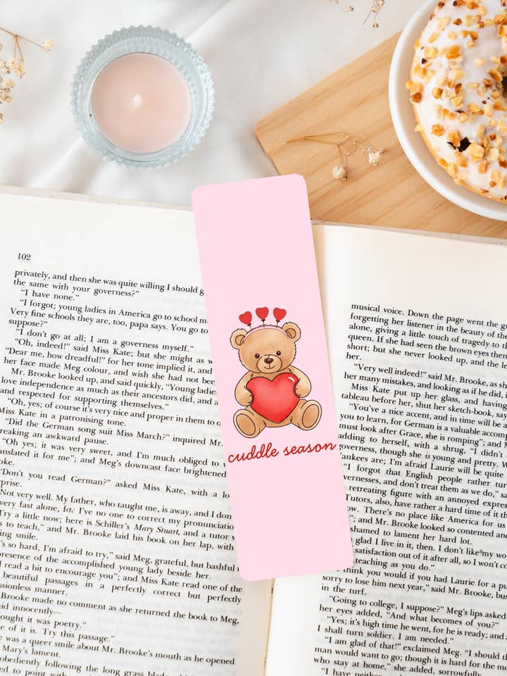 Cuddle Season Teddy Bear Bookmark - Valentine's Edition for wholesale by Little Town Studio