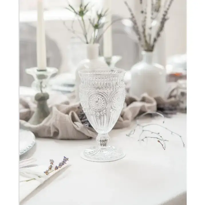 Weddingstar Inc. - Wholesale Wine Glass - Vintage Style Pressed Glass Wine Goblet8