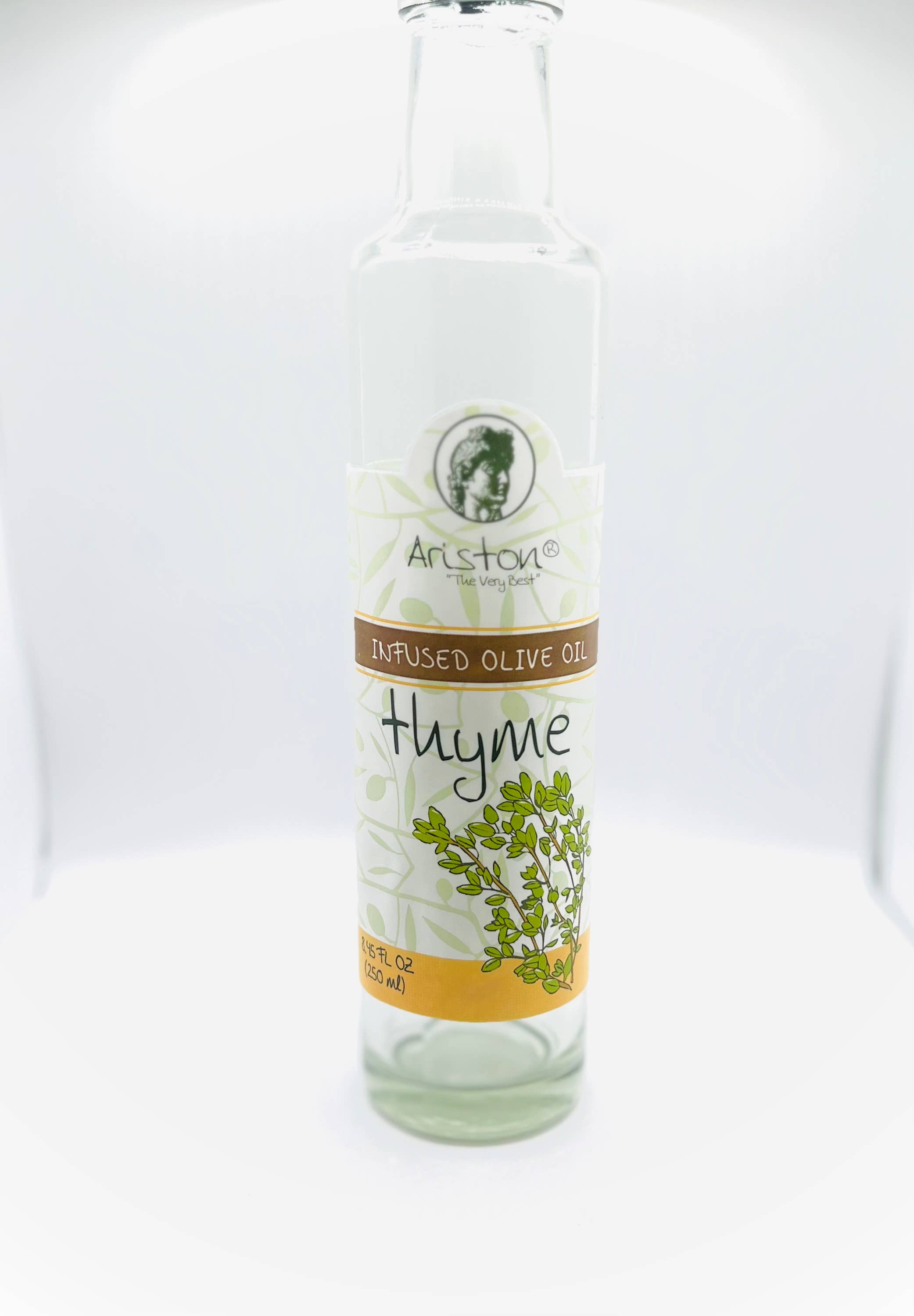 Ariston Specialties - Vente Huile d'olive - Bouteilles vides de recharge pour huile d'olive infusée au thym 8,45 oz0