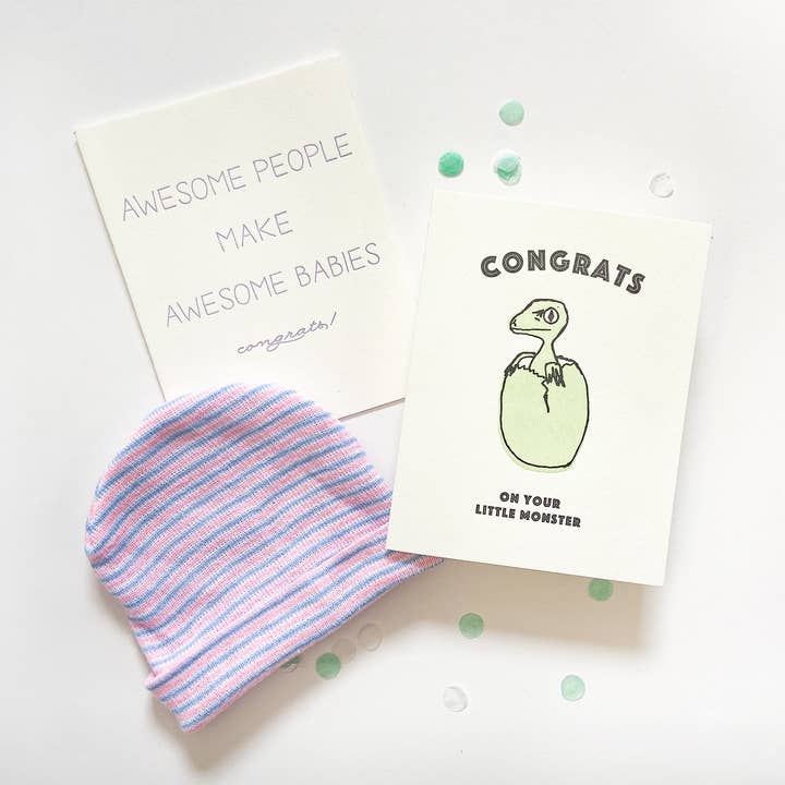 Steel Petal Press - Wholesale Baby Card - Awesome Babies - Letterpress New Baby Parents Congrats Card8