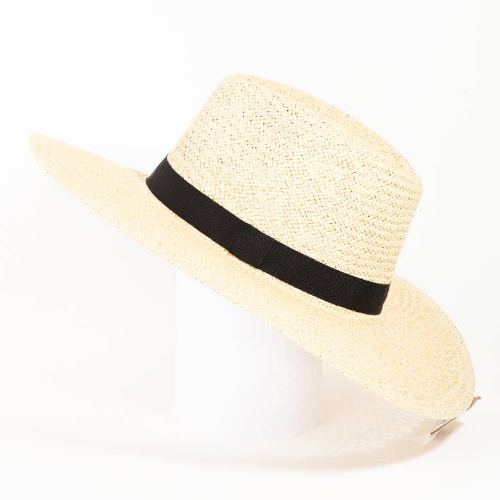 Collections by Fame Accessories - Wholesale Straw Hat - Women's - Basket Weave Fashion Straw Hat