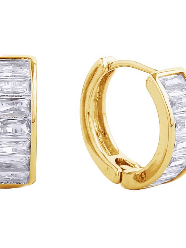 14K GOLD DIPPED HUGGIE HOOP CZ PAVED 1.52CM EARRING 98 for wholesale by anbfashion