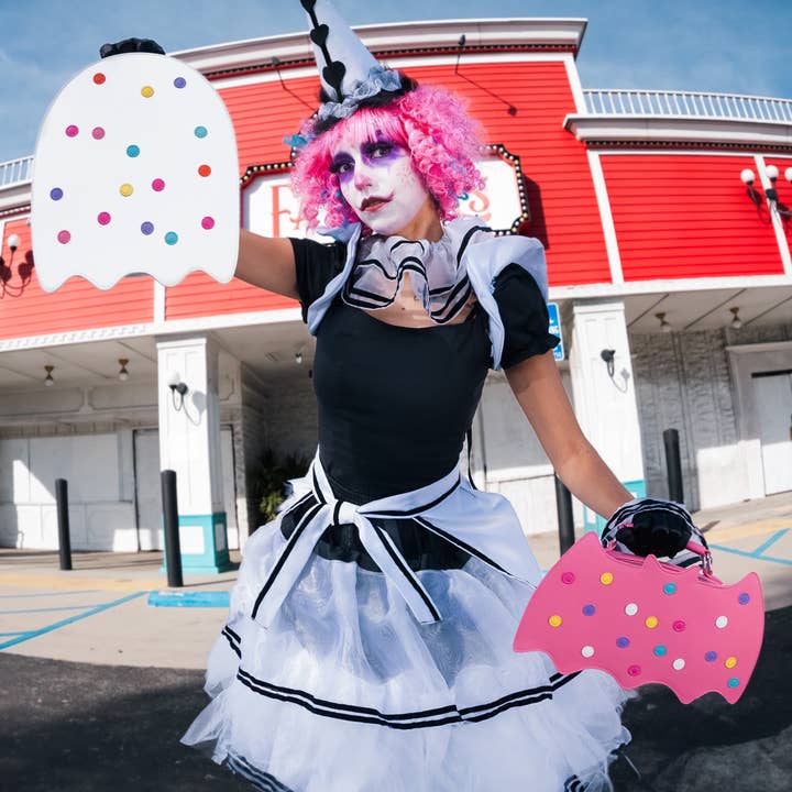 Weasel Wear - Wholesale Crossbody Bag - Women's - Circus Cookie Ghost Convertible Bag - White Vegan Leather Ghost Purse with Rainbow Sprinkles (Spooky Nostalgia Edition)10