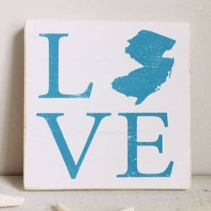 LOVE NJ Silhouette Wood Beach Sign for wholesale by Carlson's Custom Signs