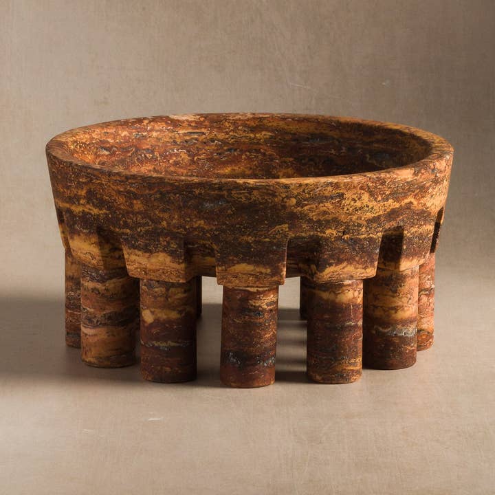 Pomona Bowl Small - Rust Travertine for wholesale by Studio H Collection