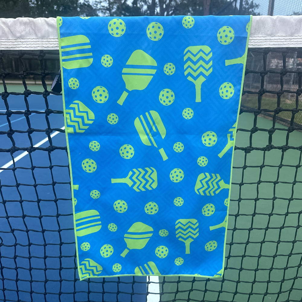 Born to Rally - Wholesale Sports Towel - Pickleball Microfiber Athletic Towel - Blue/Green9