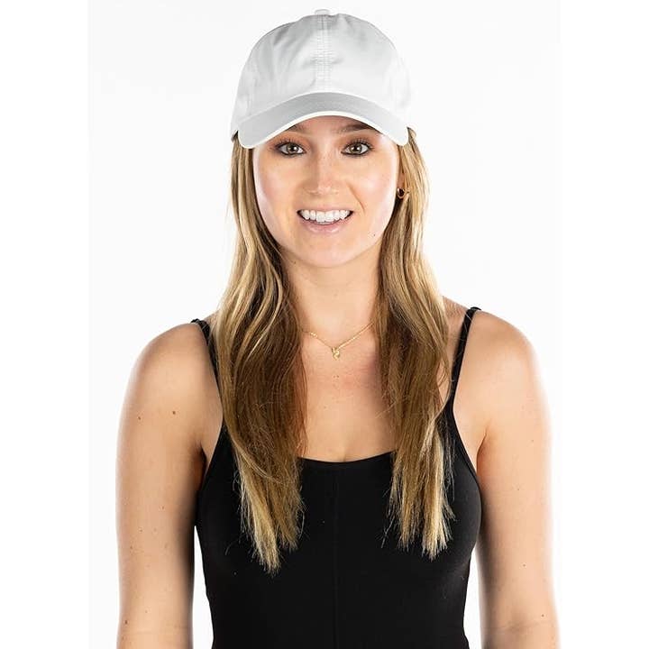Funky Junque - Wholesale Ponytail cap – Women’s - 100% Polyester Sunshine Messy Bun High Ponytail Hat - White2
