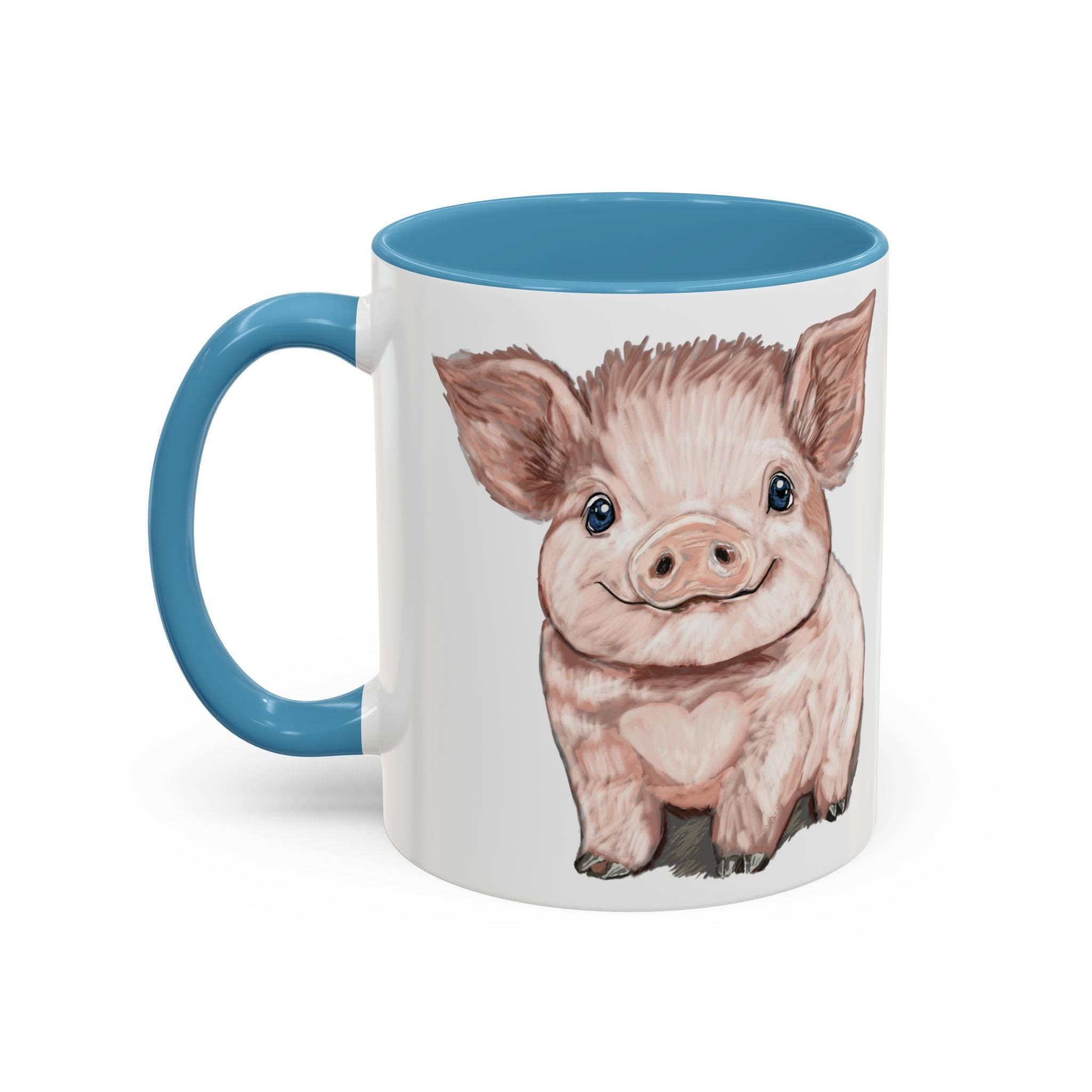 Blue Cava - Wholesale Coffee Mug - Adorable Piglet Two Tone Ceramic Mug - 11 oz & 15 oz31