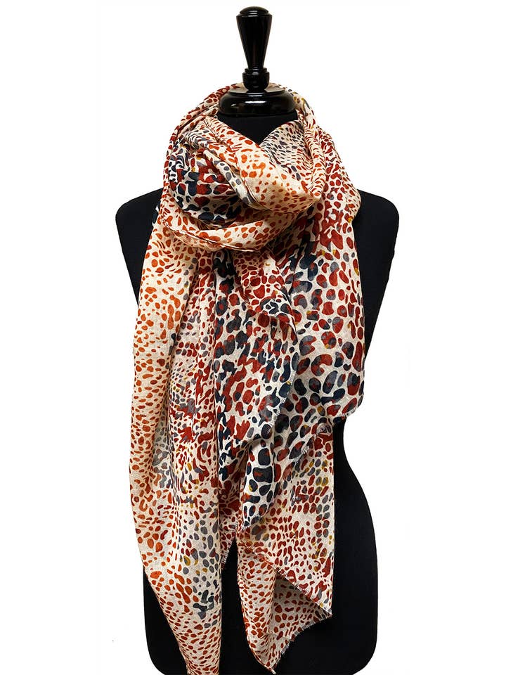 Red Multicolor Animal Print Lightweight Print Scarf for wholesale by Juniper Wish