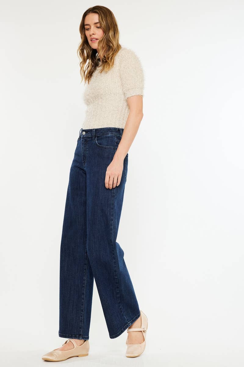 DARK OPEN PACK HIGH RISE WIDE LEG JEANS-KC20089D for wholesale on Faire2