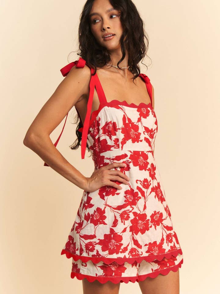 Davi & Dani - Wholesale Romper - Women's - PRINT SLEEVELESS ROMPER OVERALL ELASTIC SHOULDER12