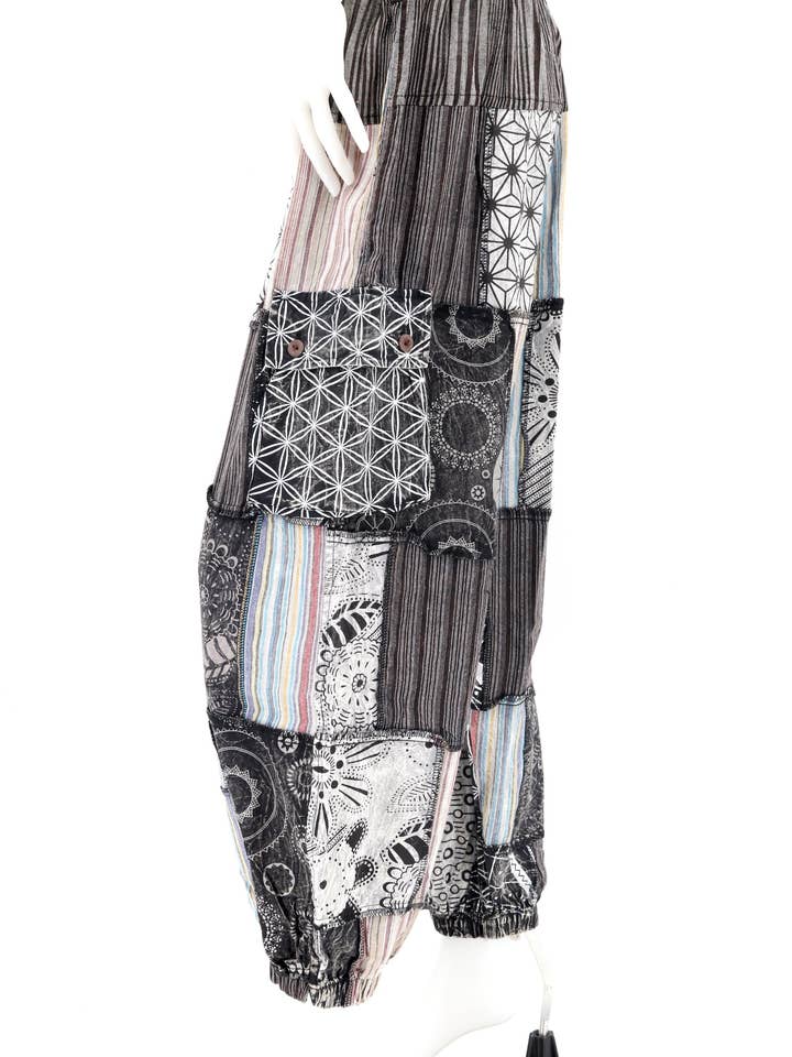 Himalaya Handmade - Wholesale Pants - Unisex - Cotton Hippie Handmade Harem Geometric Print Patchwork Lightweight Bohemian Pants3
