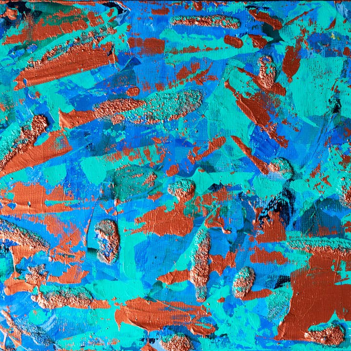 Sandy Shores 2- A Textured Mixed Media Painting with Real Sand and Blue Hues | 12x15 Inches for wholesale by Brianne Valentino LLC