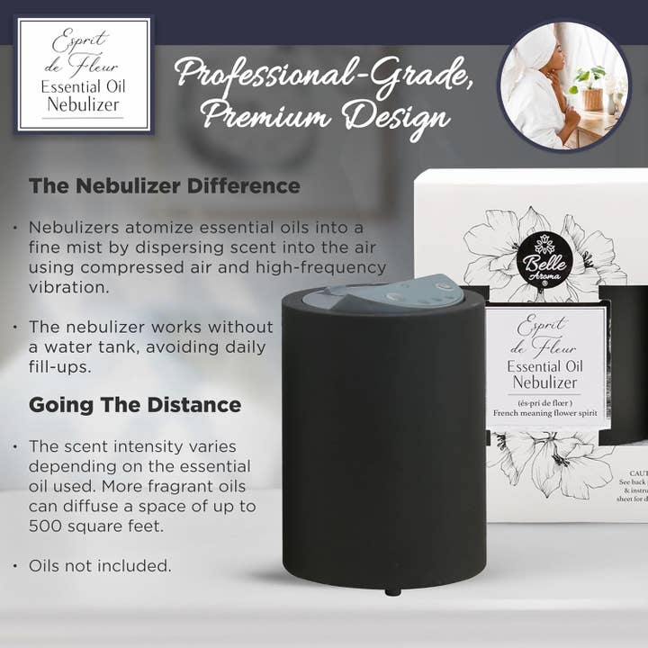 Belle Aroma® - Wholesale Electronic Diffuser - Esprit de Fleur Essential Oil Nebulizer - Dark Stone Finish