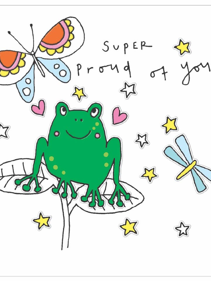 CONGRATULATIONS GREETING CARD FROG RACHEL ELLEN for wholesale by Notes & Queries, Inc.