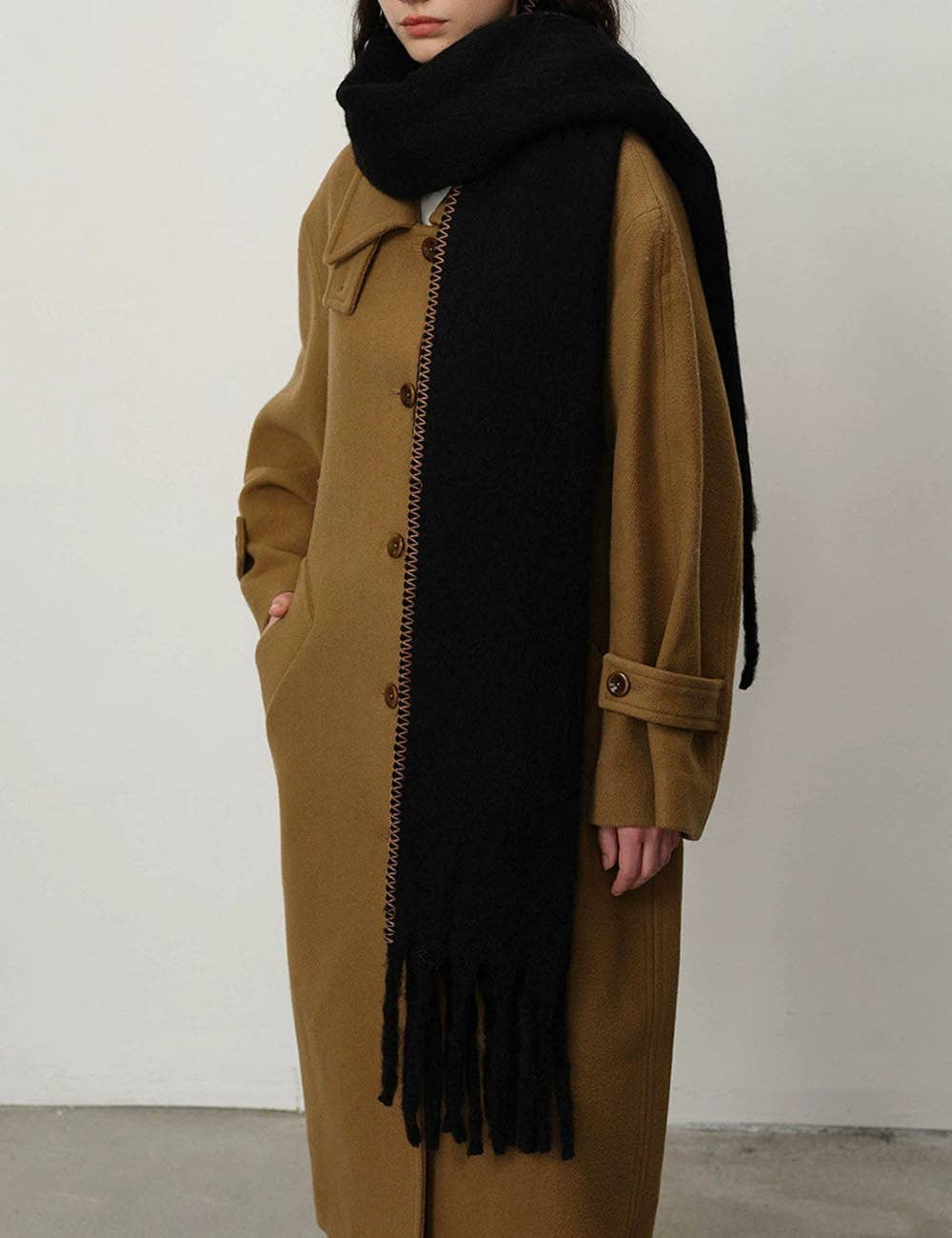 Dipped Shop - Venta al por mayor Bufanda - Mujer - Bufanda de invierno gruesa de cachemira con flecos y forro cálido DP25F60710